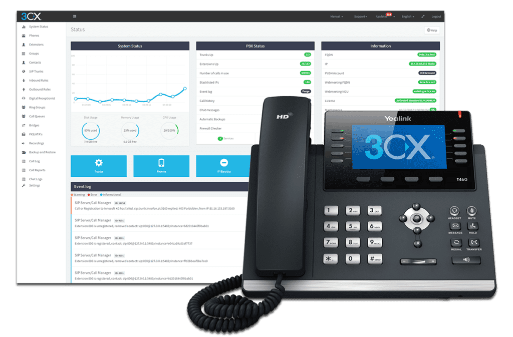 VoIP telefoon en 3cx portaal