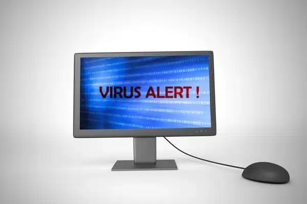 Scherm met Virus alert