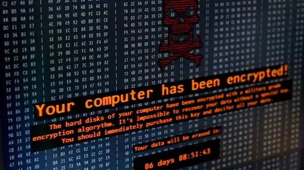zwart scherm met gehack hierin