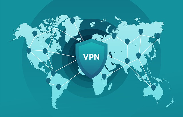wereld kaart met vpn in het midden.